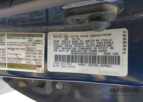 2004 Toyota Corolla Ce from USA, damaged, VIN 1NXBR32E64Z336352